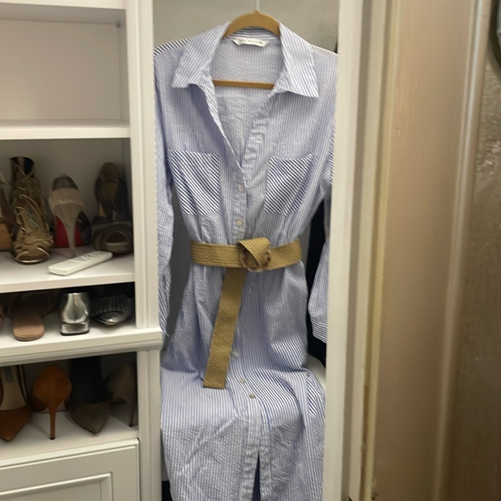 Zara seersucker shirt dress